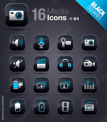 Black Squares - Media Icons 01