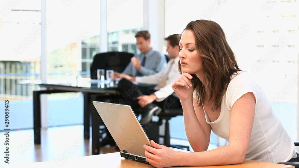 Businesswoman working on the laptop