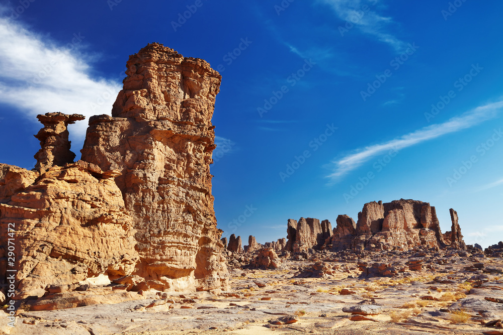 Bizarre sandstone cliffs in Sahara Desert