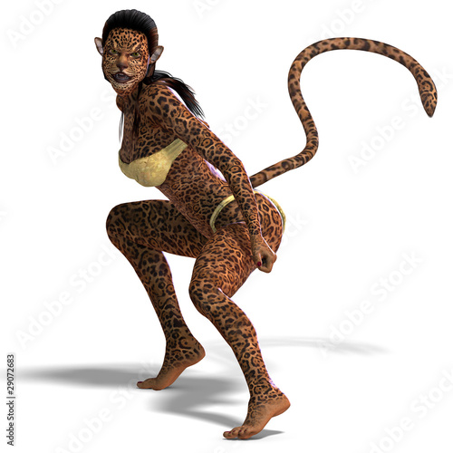 Εκτύπωση καμβά female fantasy deer creature. 3D rendering with clipping path