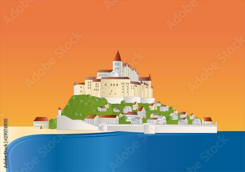 Mont St Michel at sundown ( background on separate layer )