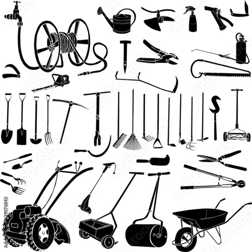 garden tools collection vector