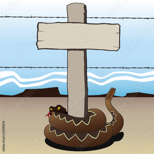 Rattlesnake and signpost