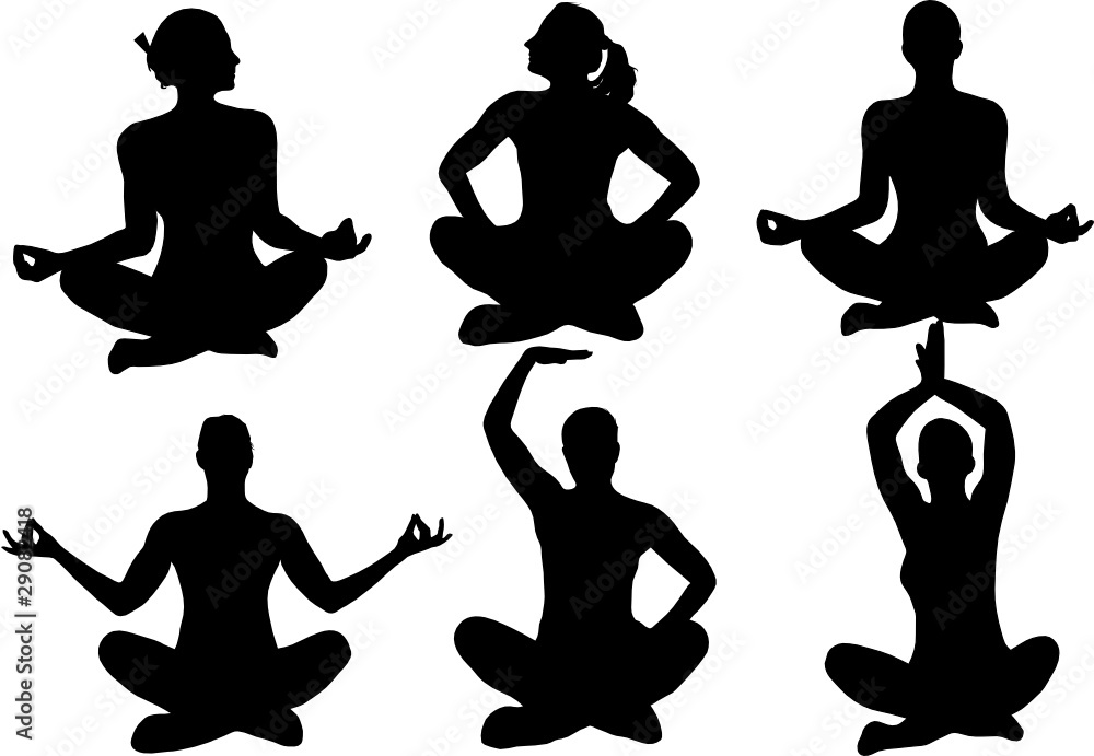 girl doing yoga silhouette isolated on white girl doing yoga silhouette isolated on white