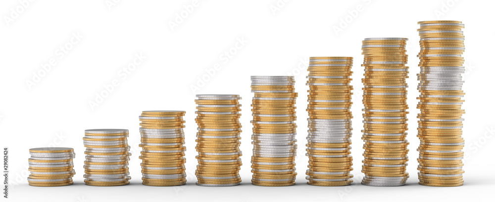 Progress and wealth: golden and silver coins Progress and wealth: golden and silver coins