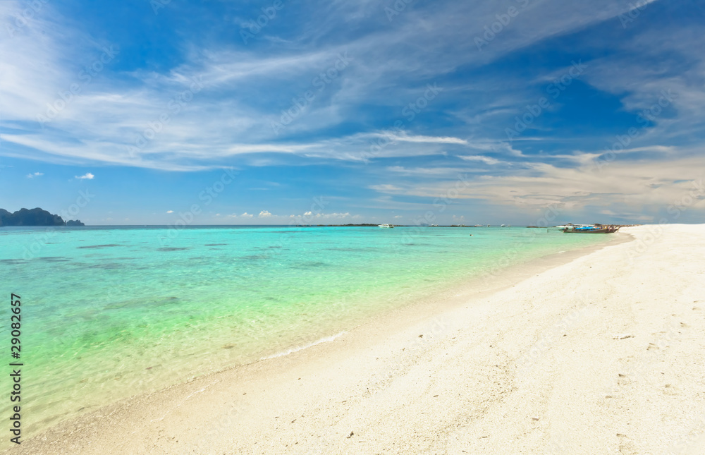 Tropical beach under blue sky. Thailand Tropical beach under blue sky. Thailand