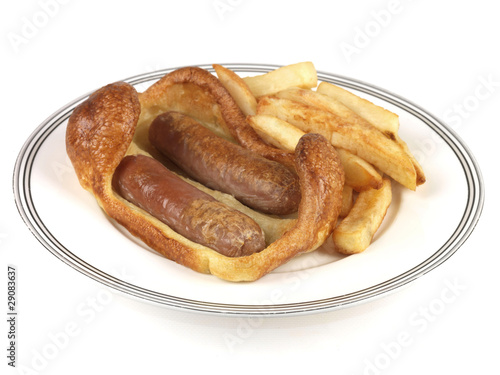 Sausage Toad in the Hole with Chips