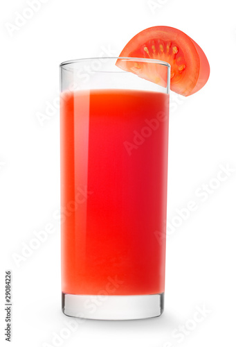 Wallpaper Mural Isolated drink. Glass of tomato juice and slice of tomato isolated on white background Torontodigital.ca