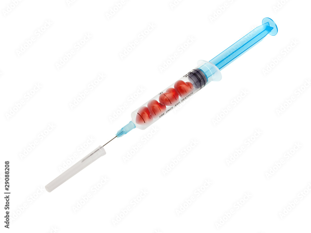 Fototapeta premium Red Heart on Syringe love