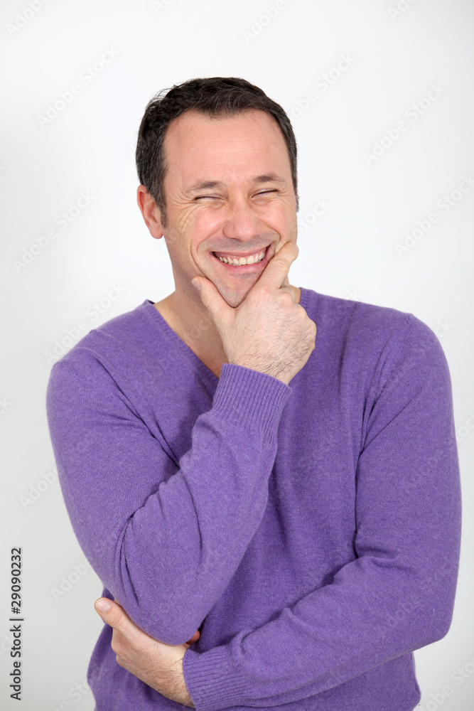 Portrait of handsome man with hand on chin Portrait of handsome man with hand on chin