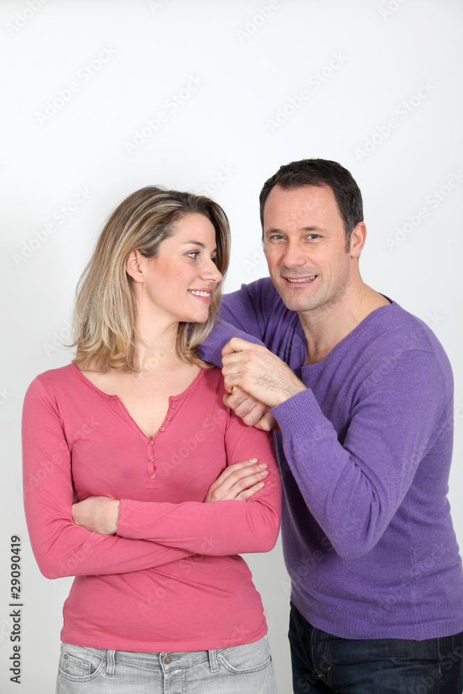 Couple standing on white background Couple standing on white background