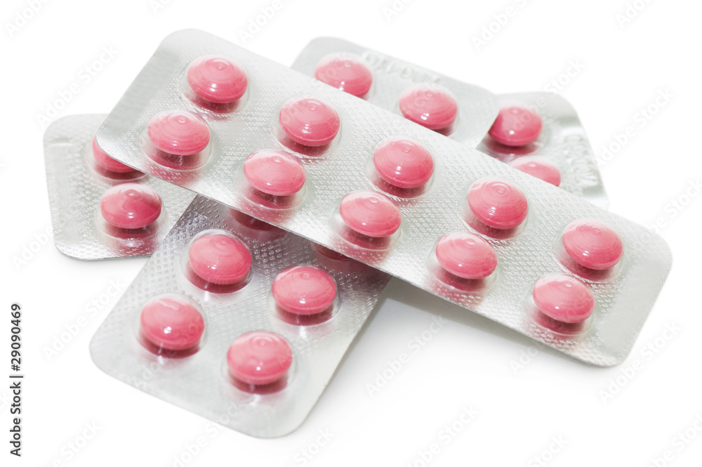 Packs of pills isolated on white background Packs of pills isolated on white background