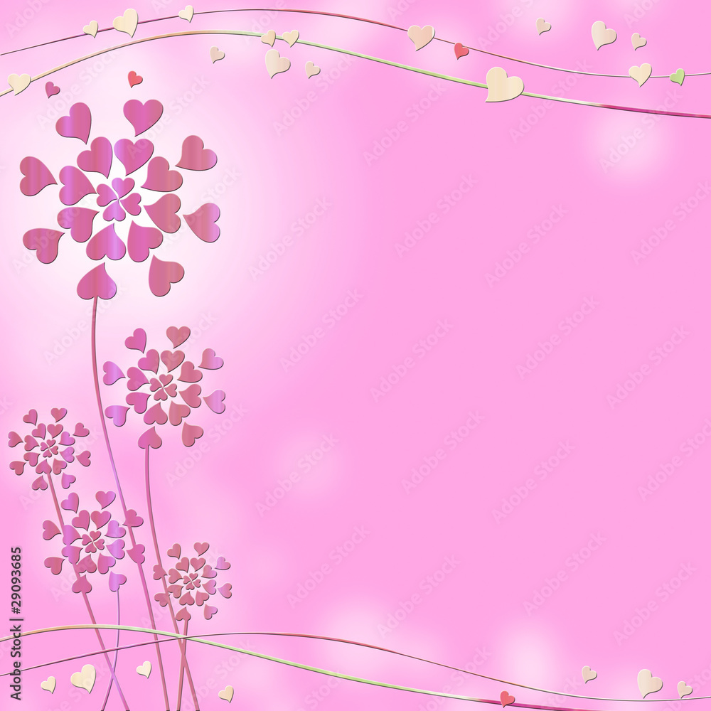 Pink background with hearts and space for text