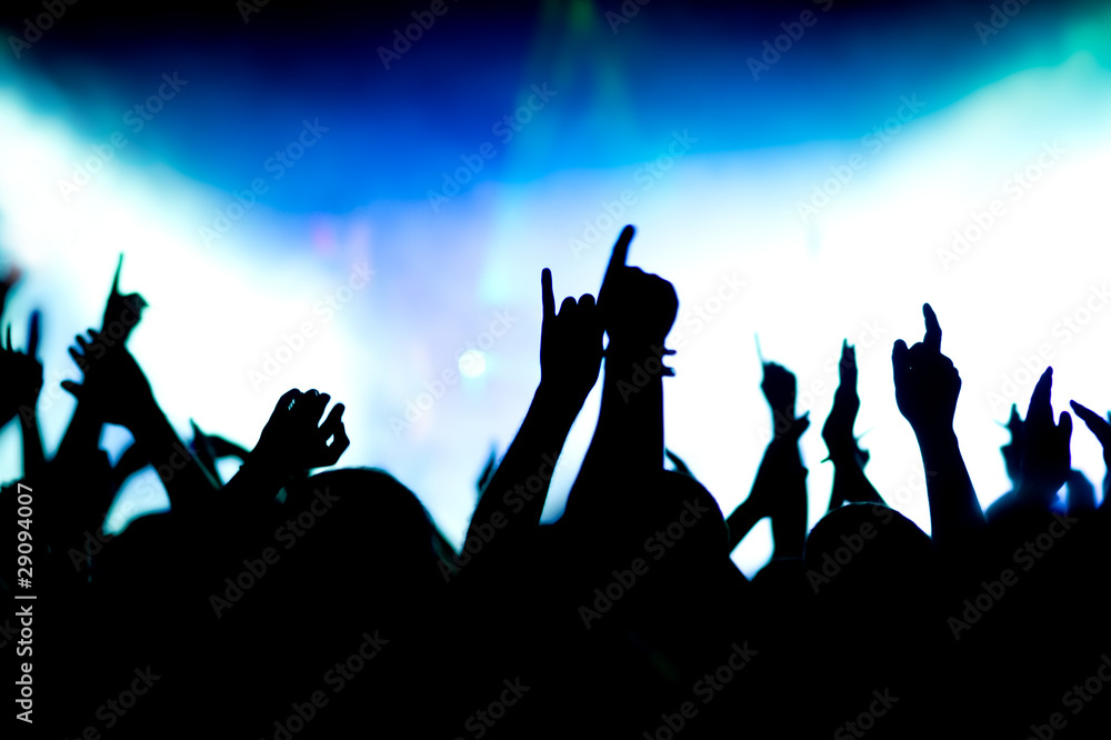 Jubelnde Konzertbesucher auf Rock-Konzert Jubelnde Konzertbesucher auf Rock-Konzert