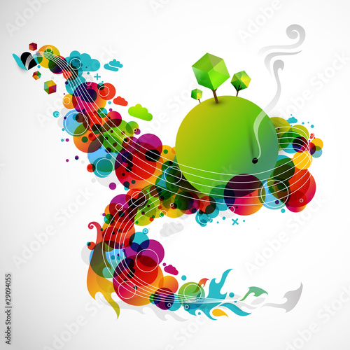 funky graphic design - abstract rainbow world