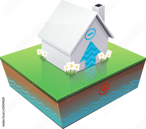 Maison et remontée d'humidité par polarité (détouré)
