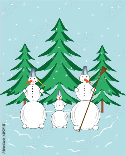 Three snowballs in a wood.