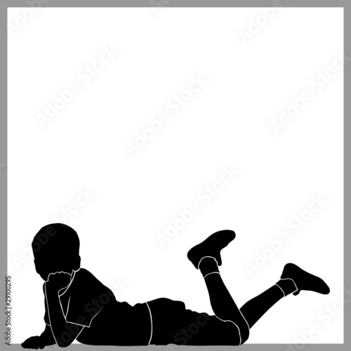 boy silhouette at frame - vector