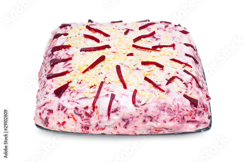 russian traditional sish salad on white background photo