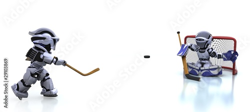 Canvas Print Robot playing icehockey