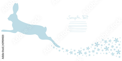 Bunny Jumping & Flower Swirl Light Blue