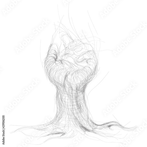 Tree like hand / realistic sketch (not auto-traced)