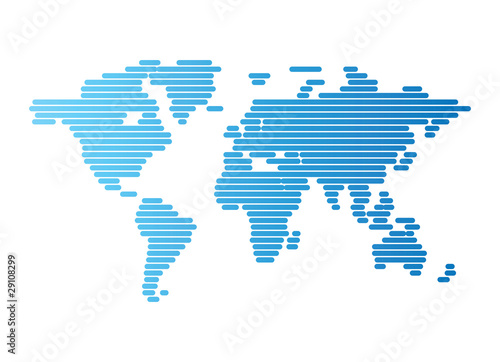World map of blue rounded lines