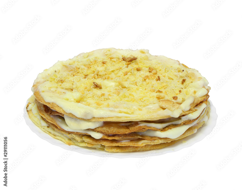 Pie Napoleon isolated on the white background Pie Napoleon isolated on the white background