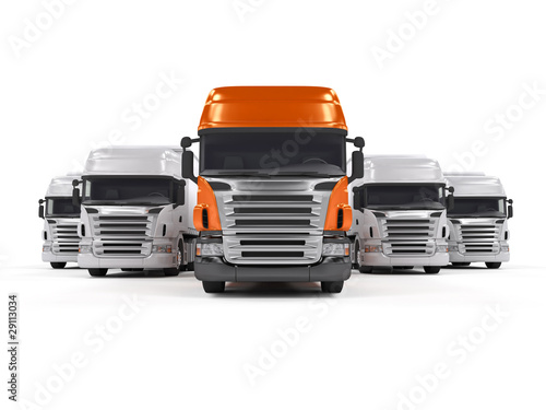 Trucks isolated on white