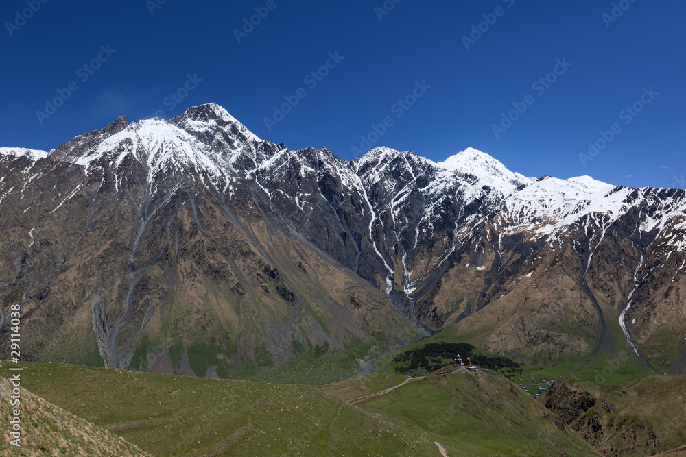 Caucasus Mountains, near Stepantsminda village . Georgia.