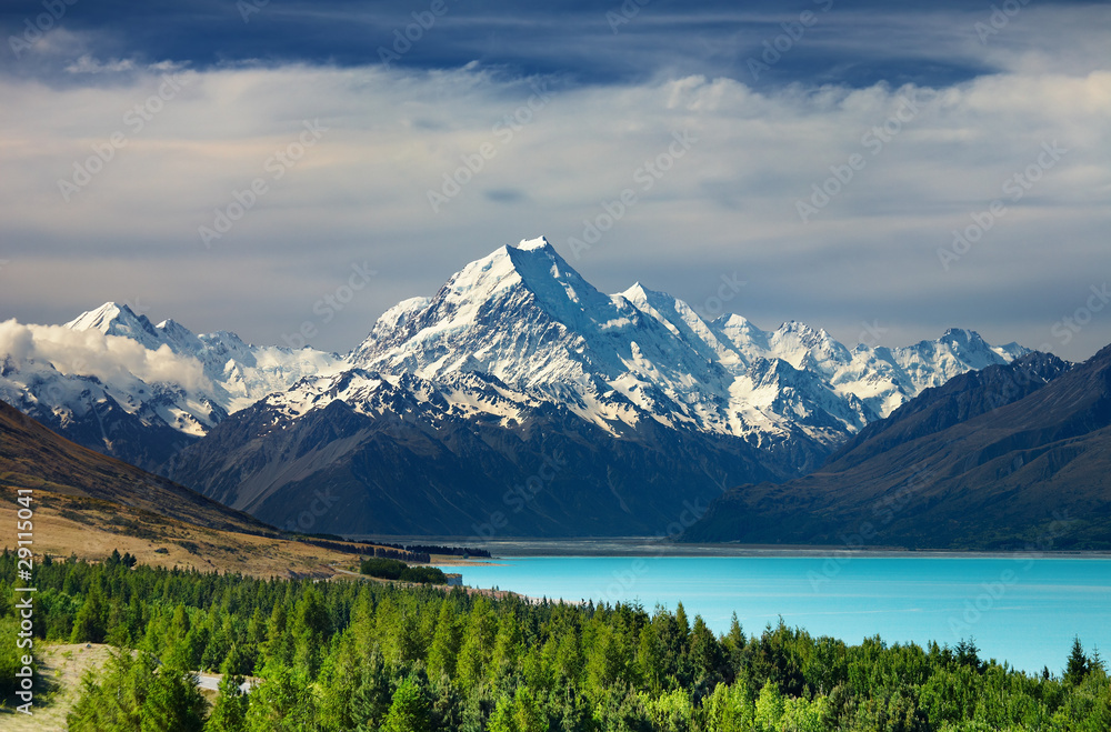 Mount Cook and Pukaki lake, New Zealand
