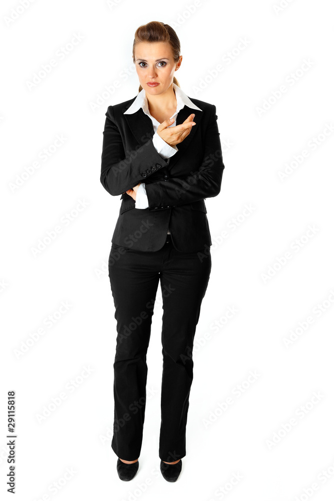 Reasoning modern business woman isolated on white. Reasoning modern business woman isolated on white.
