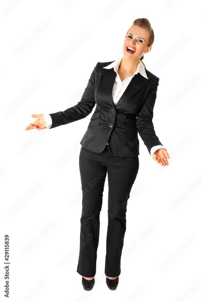 Full length portrait of laughing modern business woman Full length portrait of laughing modern business woman