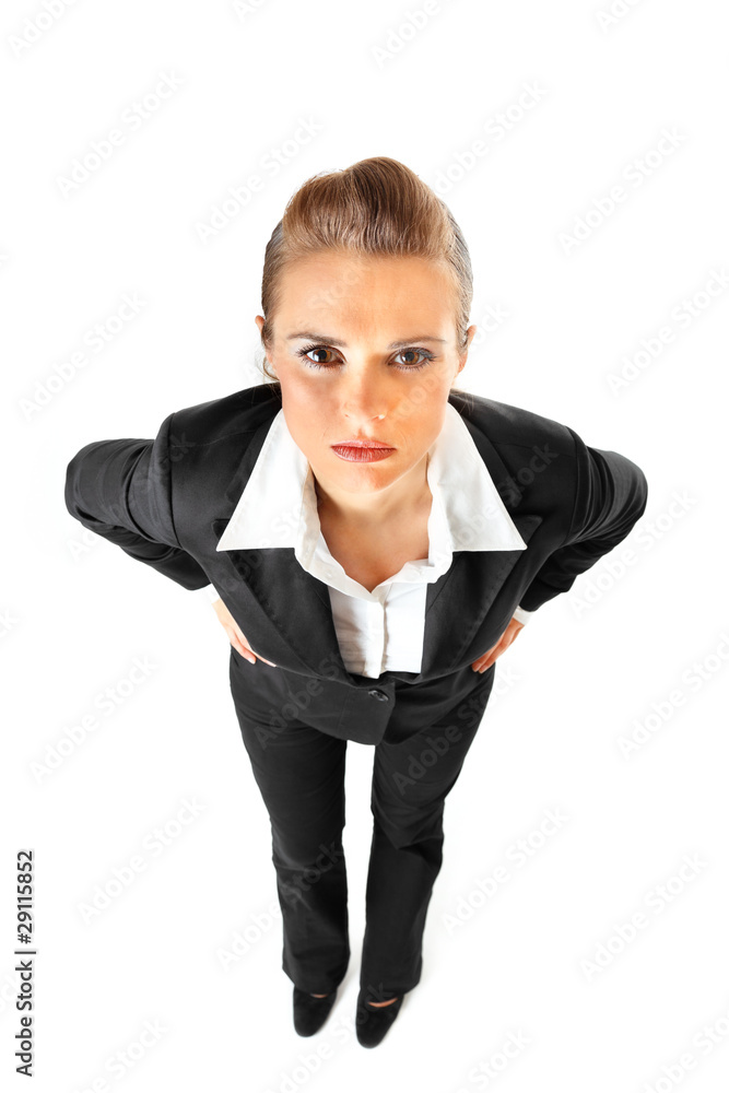 Displeased business woman with hands on hips Displeased business woman with hands on hips