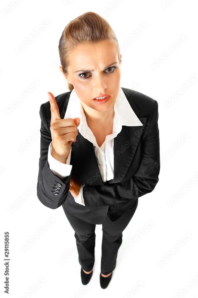 Full length portrait of strict business woman shaking her finger Full length portrait of strict business woman shaking her finger