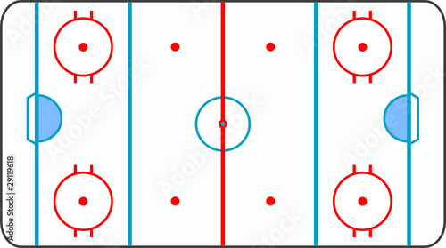 ice hockey ground with all lines on white background