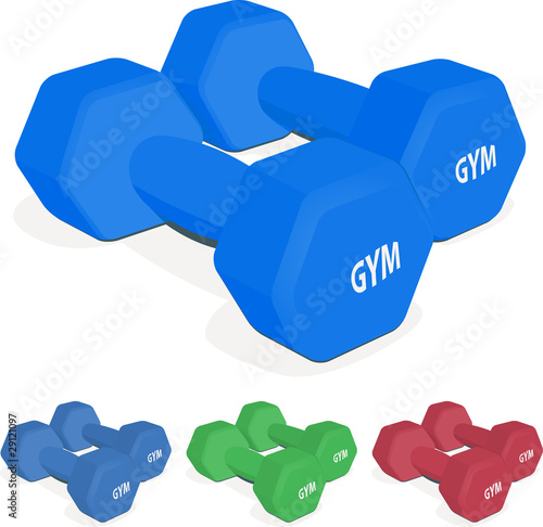 Muscles of Steel! - Dumbbells against a white background.
