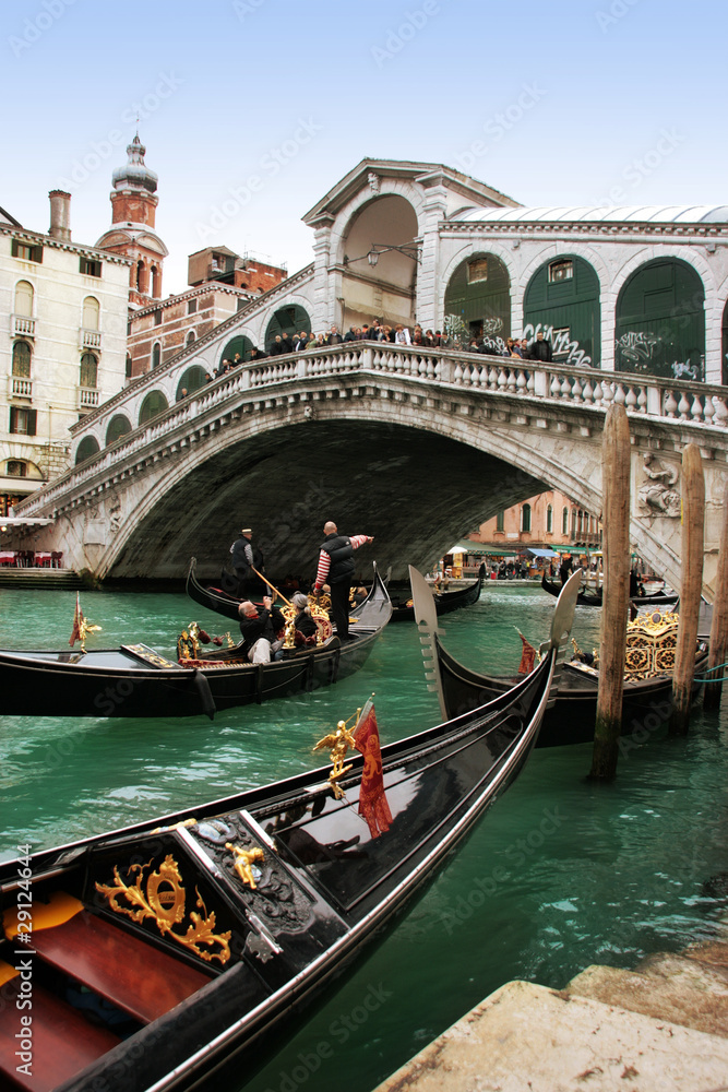 Venice: Gondolas waiting for a romantic ride