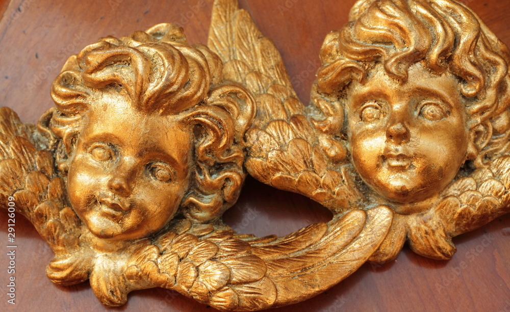 angelic faces carved in wood and gold painted angelic faces carved in wood and gold painted