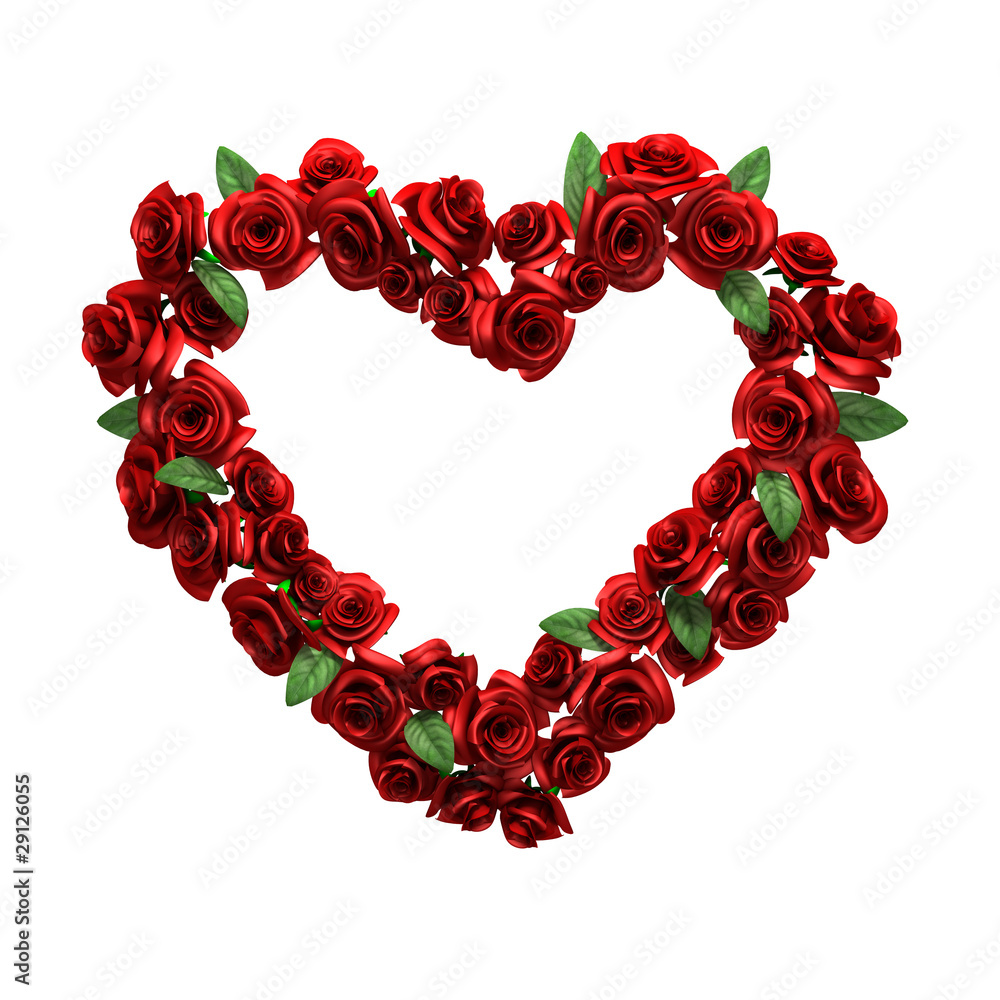Red rose frame heart