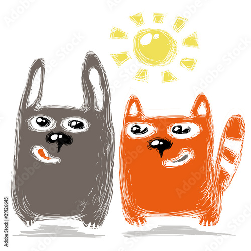 rabbit and cat