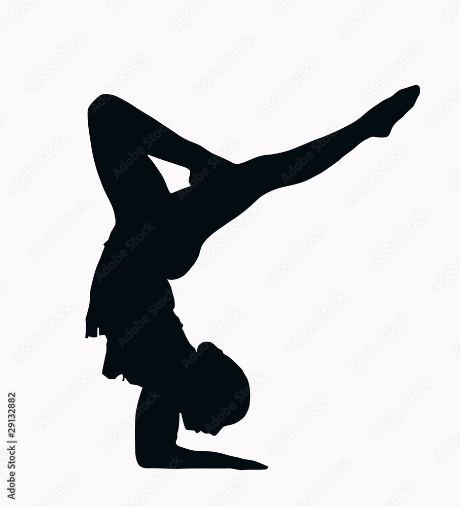 Sport Silhouette - Female Gymnast doing arm stand Sport Silhouette - Female Gymnast doing arm stand