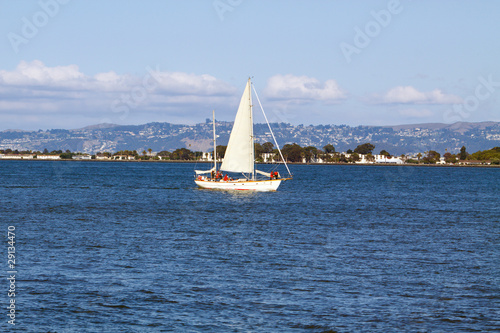 White sailboat on San Francisco Bay