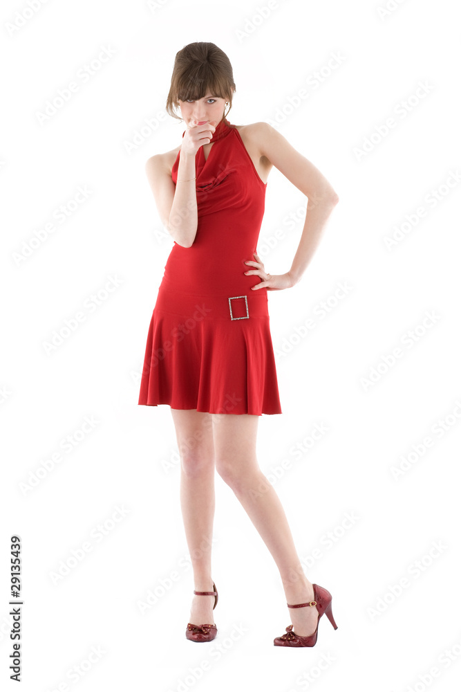 girl in red dress