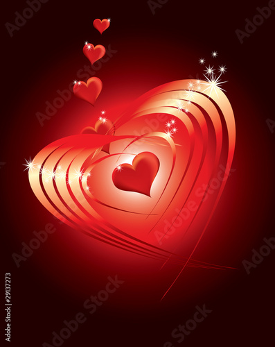 A composition for  abstract valentine with hearts and stars