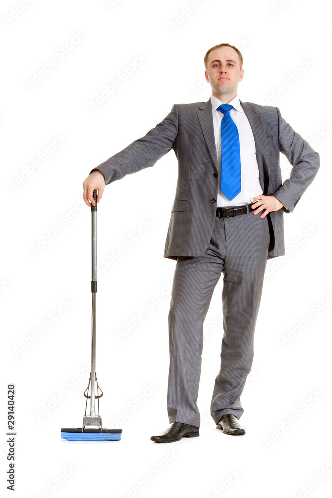 Businessman with a mop Businessman with a mop