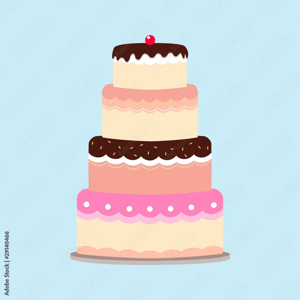 Vector illustration of a cake isolated on blue background Vector illustration of a cake isolated on blue background