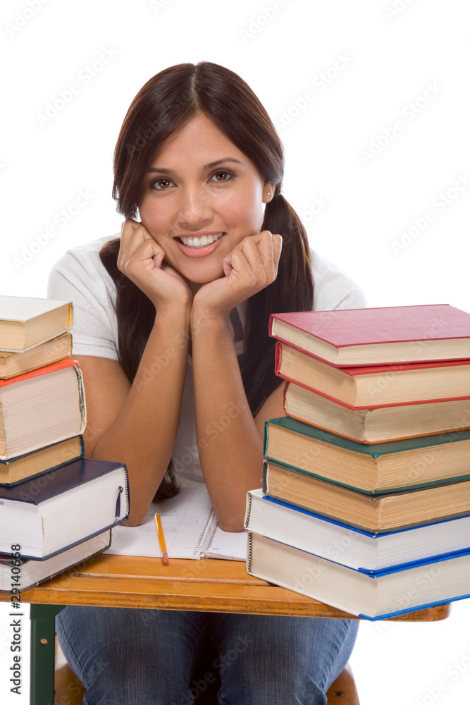 Freindly Hispanic College student with books Freindly Hispanic College student with books