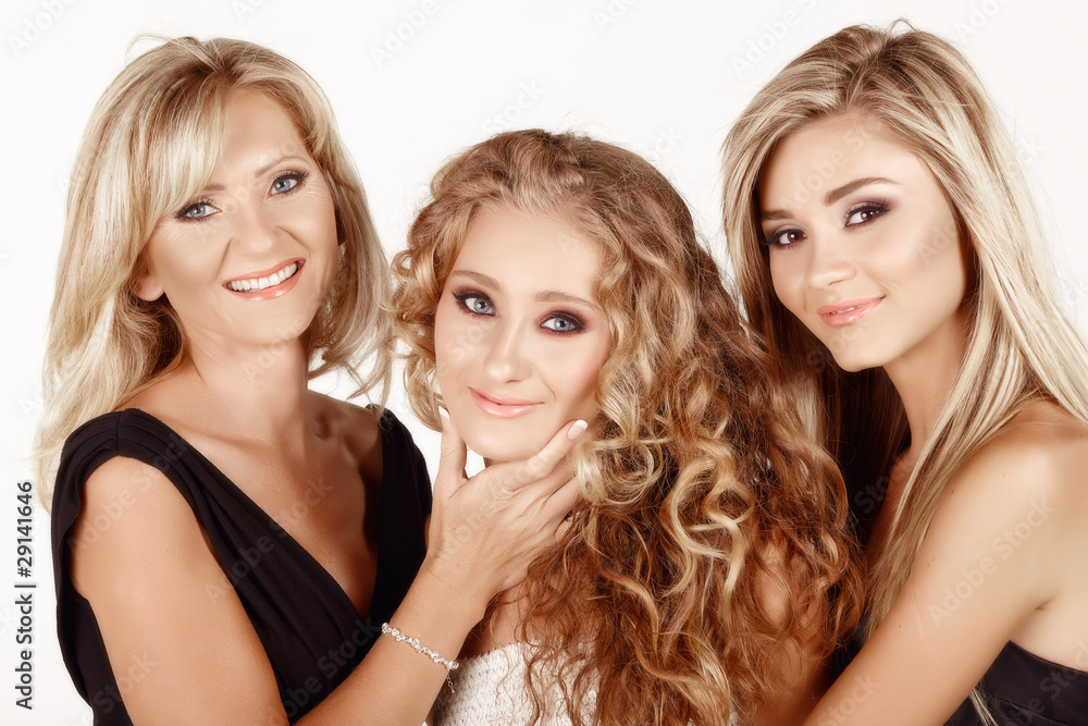 mother and two daughters. mother and two daughters.