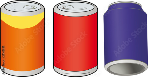 different metal tins for drinks